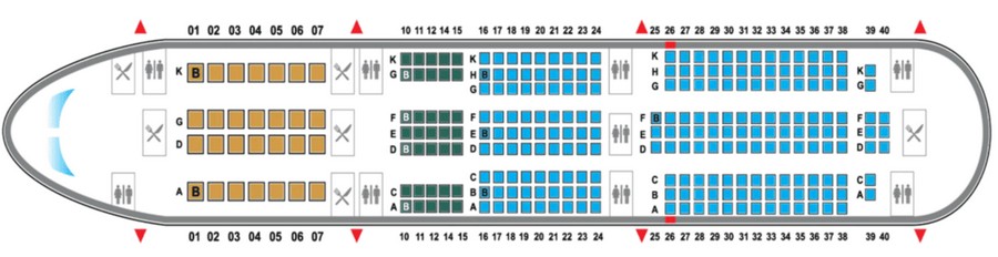 Схема салона Boeing 787-9 Vietnam Airlines: 28 кресел бизнес-класса в носовой части