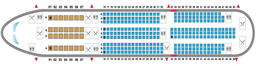 Вторая версия салона Boeing 787-9 — число мест зависит от компоновки конкретного борта